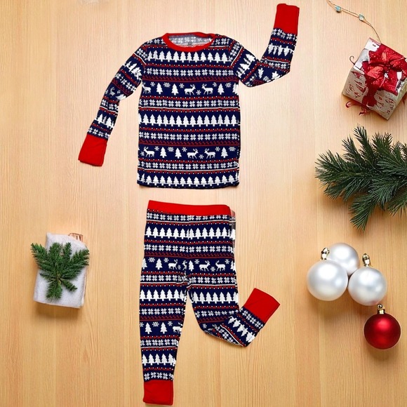 Bums & Roses | Deer Santa Two Piece Pajama Set Size 4T Christmas Loungewear - Picture 1 of 7
